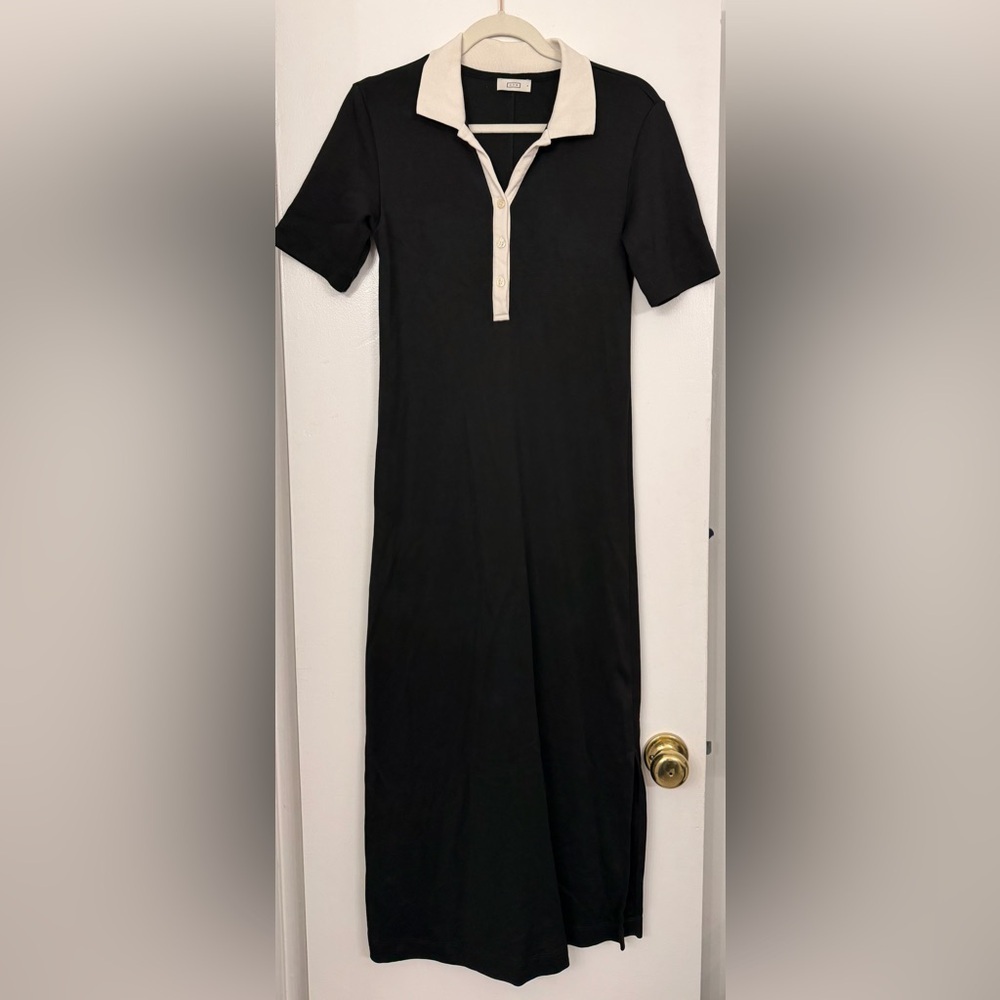 AYR The Scout Midi Polo Shirt Dress Black Size Small
